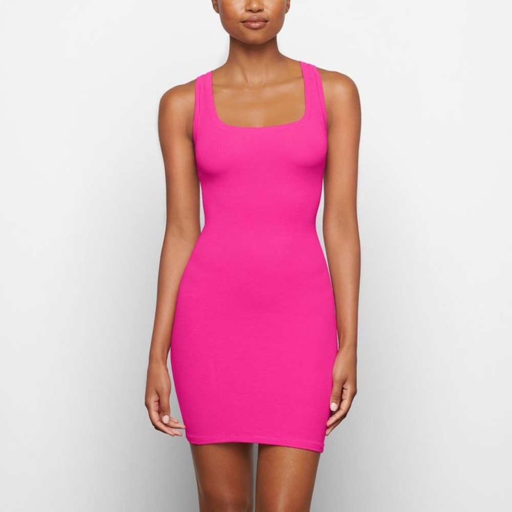 Skims Soft Lounge Hot Pink Mini Dress Size M